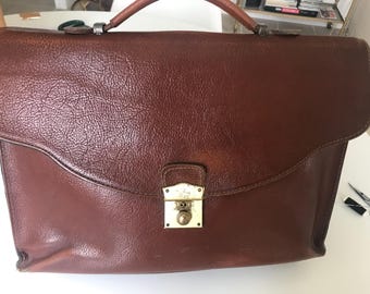 Porte-documents vintage en cuir marron clair