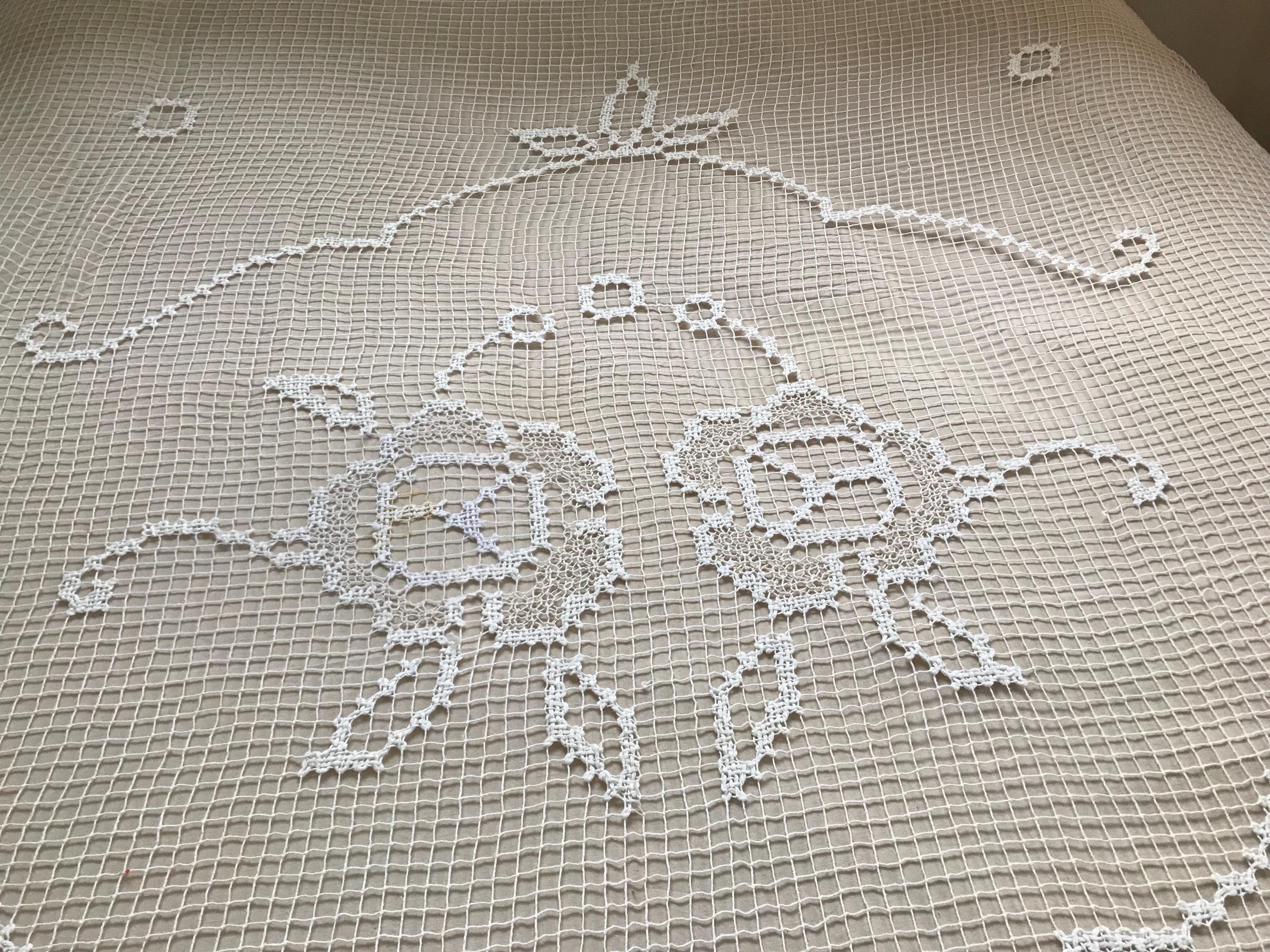 French Antique Filet Lace Bed Cover - Etsy