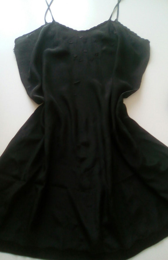 French vintage black silk night dress