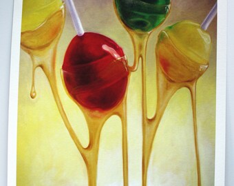 Lollipop Art Print - "Luscious" - Giclee Fine Art Print - Candy Painting