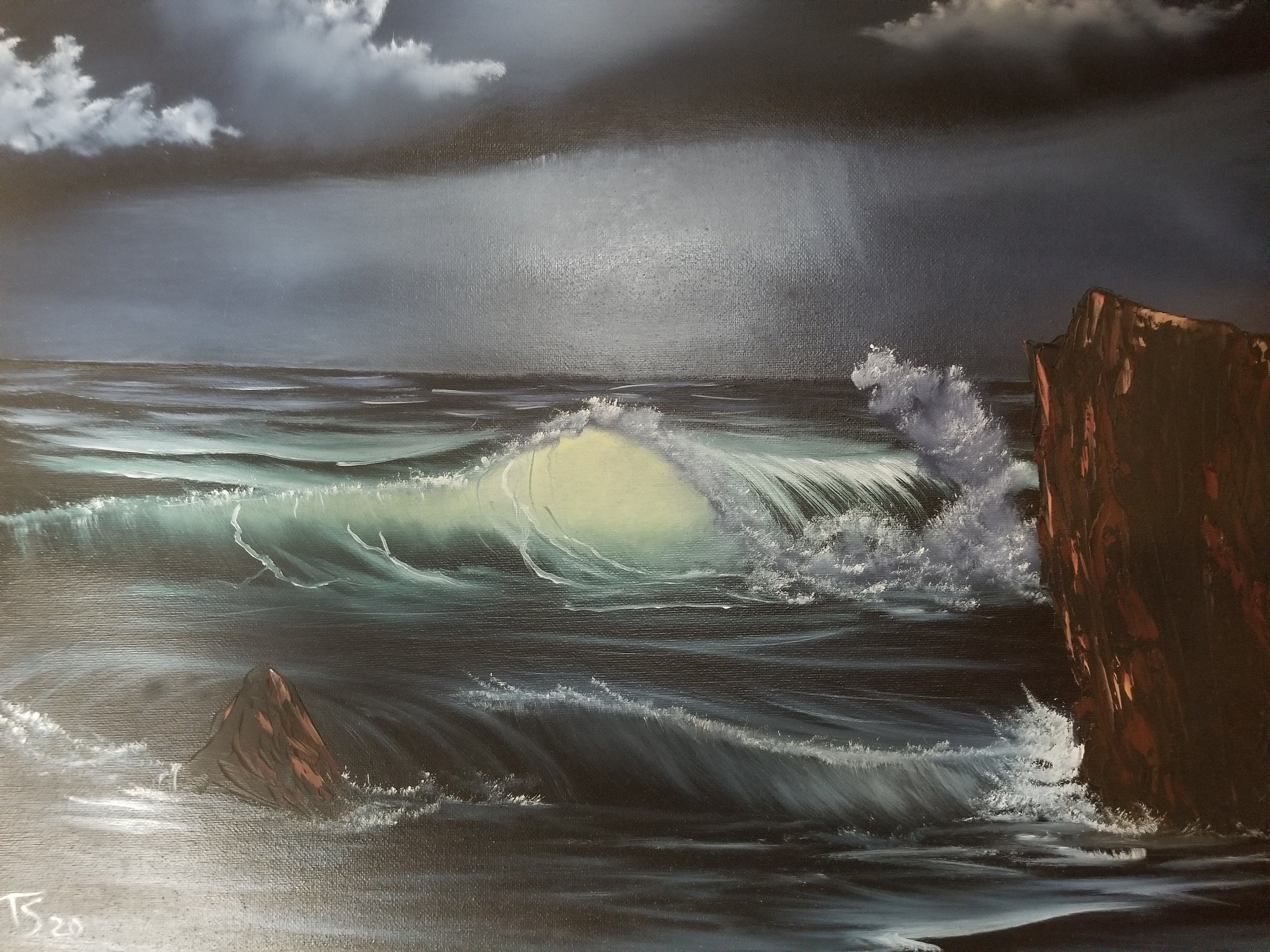 Seascape oil painting bob ross style 16x20 Etsy