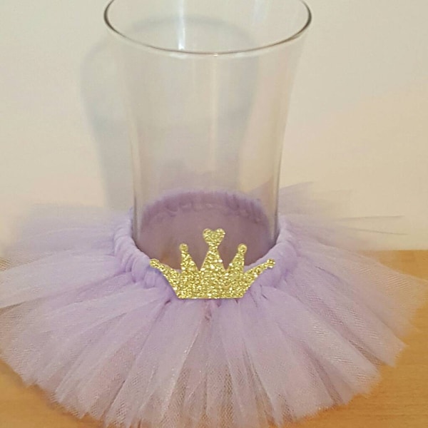 VASE TUTU princess party decoration centerpiece crown birthday wedding lavender baby shower bridal wine bottle 16 ballerina mason jar gold