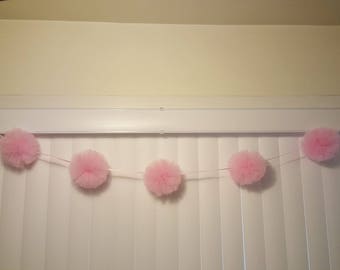 baby shower decoration Hanging banner Pom Pom Garland birthday decor wedding decor bridal shower sweet 16 its a girl princess party pompom