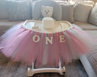 High Chair Tutu - First Birthday decoration - Ready to ship! Cotton Candy Theme