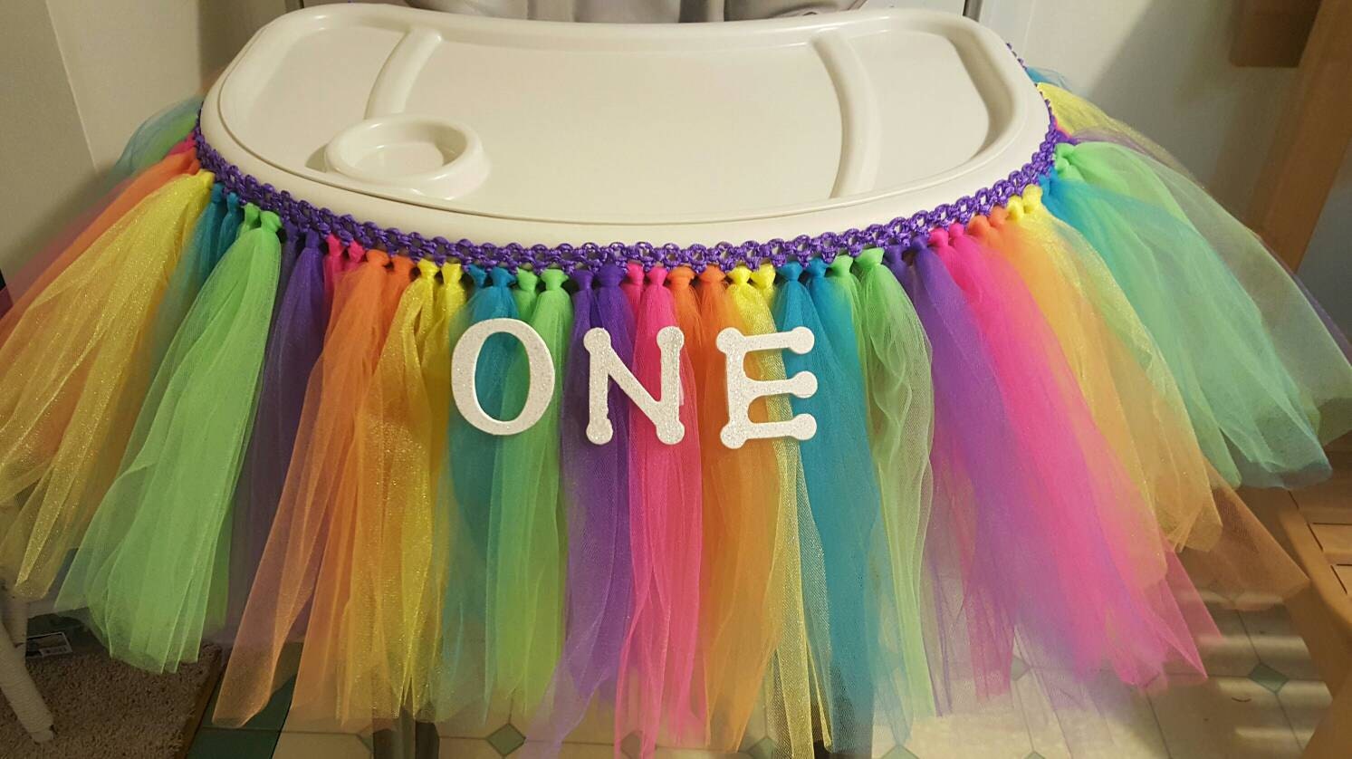 HIGH CHAIR TUTU High Chair Banner tulle table skirt cake Etsy