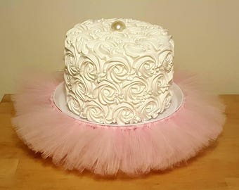 CAKE STAND TUTU princess pink tulle cupcake tier skirt decorations Baby Shower bridal sweet 16 Birthday Party wedding centerpiece ballerina