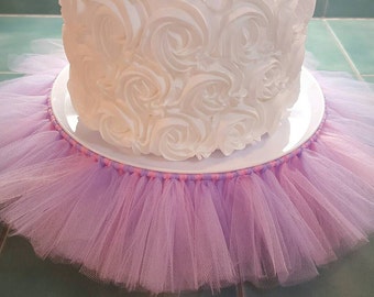 CAKE STAND TUTU Pink Lavender cupcake tulle skirt decorations baby shower birthday party princess centerpiece wedding bridal quinceanera