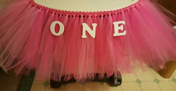 Deluxe Pink Tulle High Chair Tutu Skirt- First Birthday Party