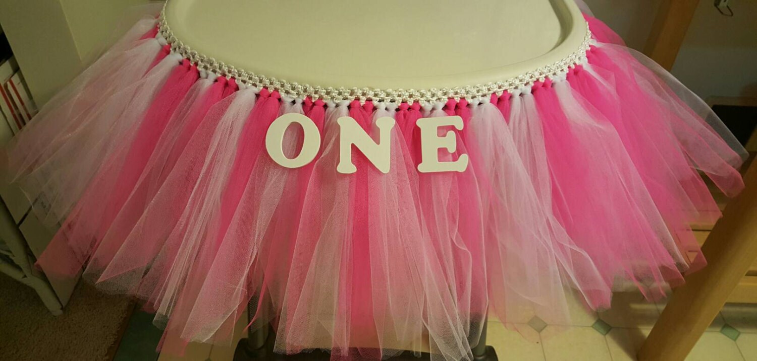 HIGH CHAIR TUTU tulle table skirt banner highchair decoration Etsy