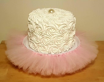 CAKE STAND TUTU Pink cupcake skirt decoration baby shower birthday party princess ballerina wedding quinceanera centerpiece dessert pedestal