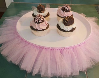 CAKE STAND TUTU Pink cupcake tulle skirt decorations baby shower birthday party princess ballerina wedding quinceanera  centerpiece dessert