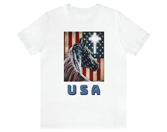 Unisex Jersey Short Sleeve Tee Horse Design Patriotic Gift for Her Gift for Him  3 - 900