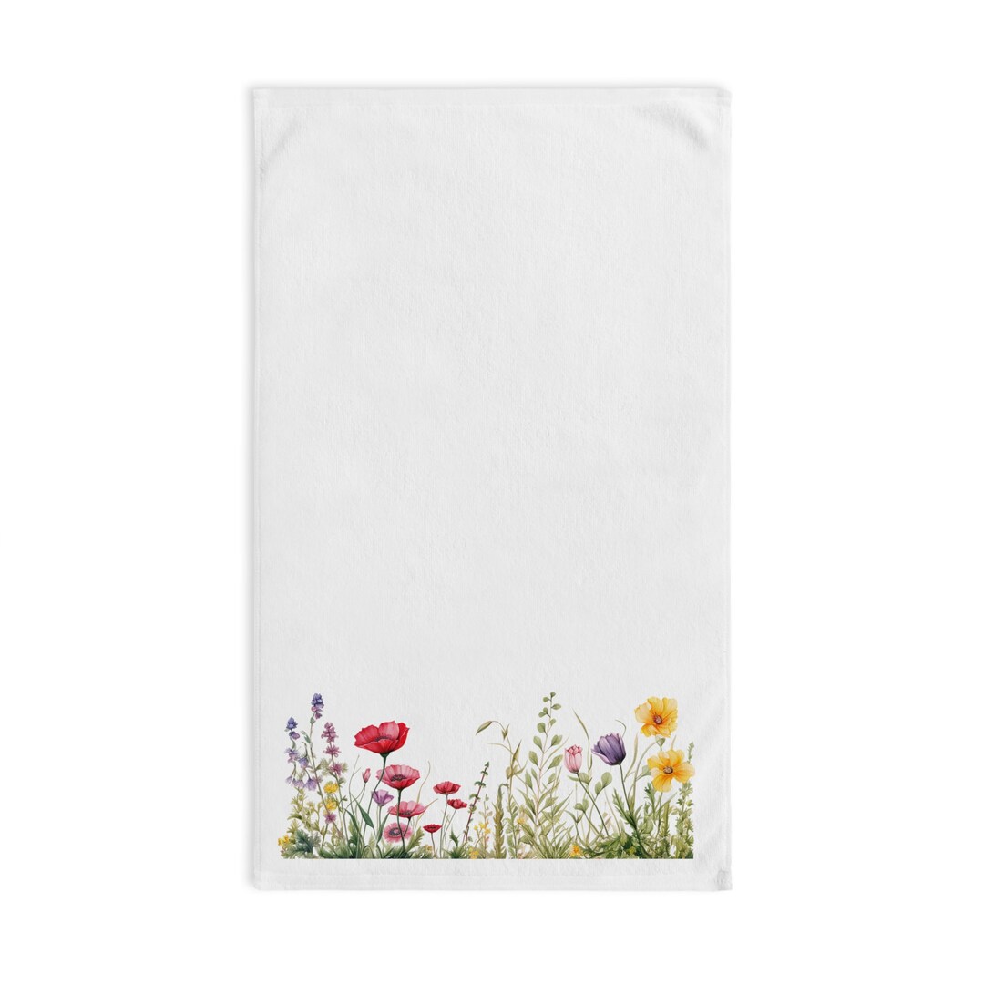Wildflower Hand Towel for Guest Bathroom Botanical Flower Towel for New ...