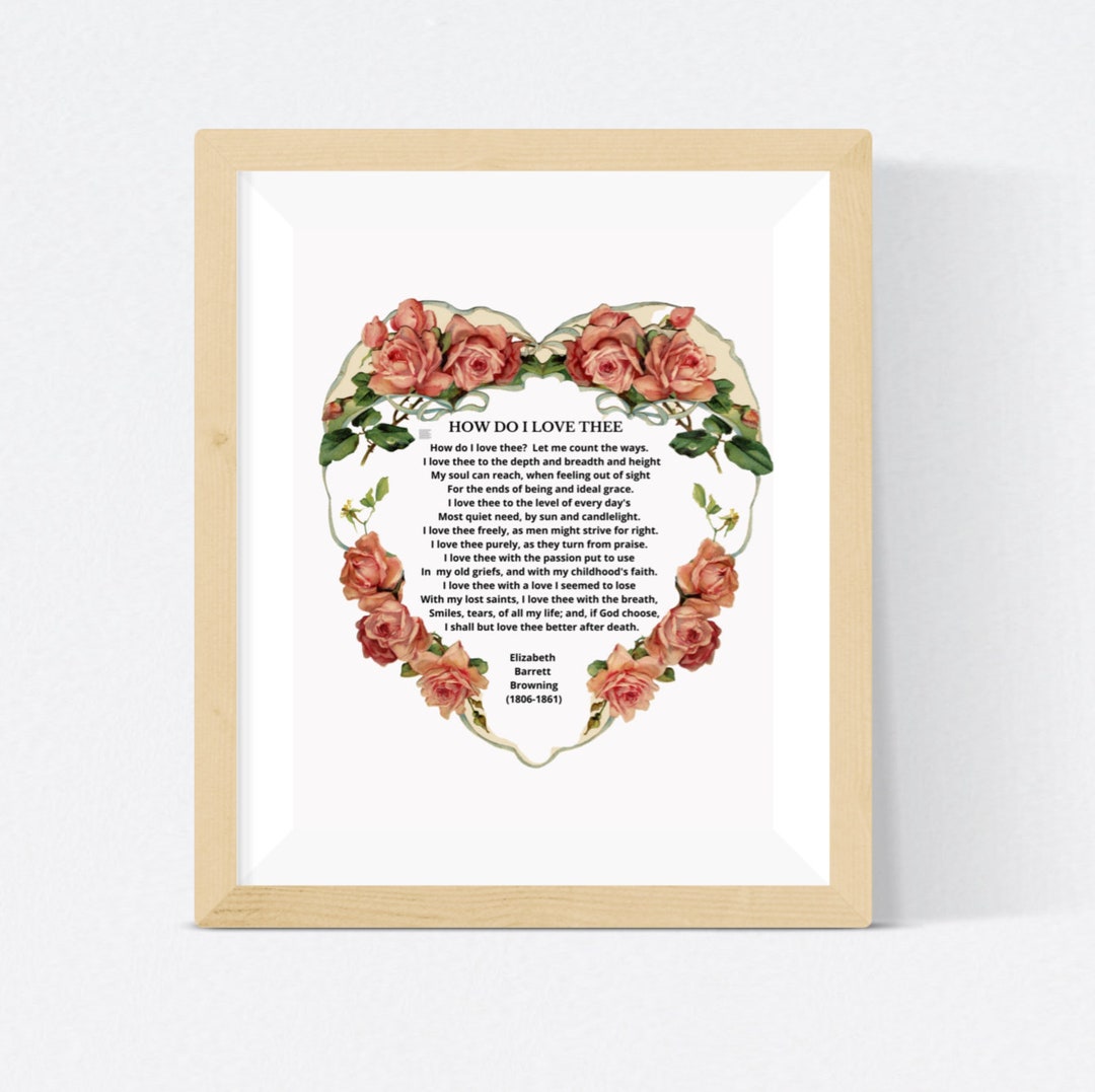 Art Print How Do I Love Thee Wall Art 8x10 Inch Poem by Elizabeth Browning Valentine Gift