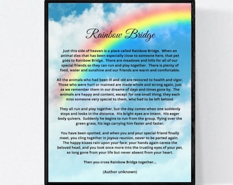 Rainbow Bridge LOSS of DOG or CAT Art Print: Memorial Gift (8x10 inch)
