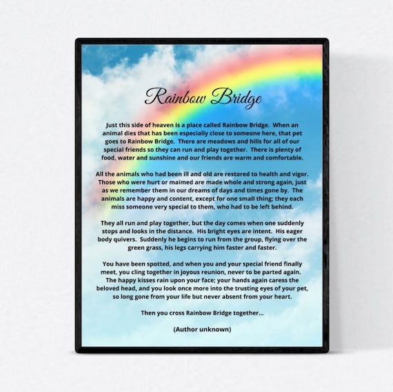 rainbow bridge poem for dogs printable