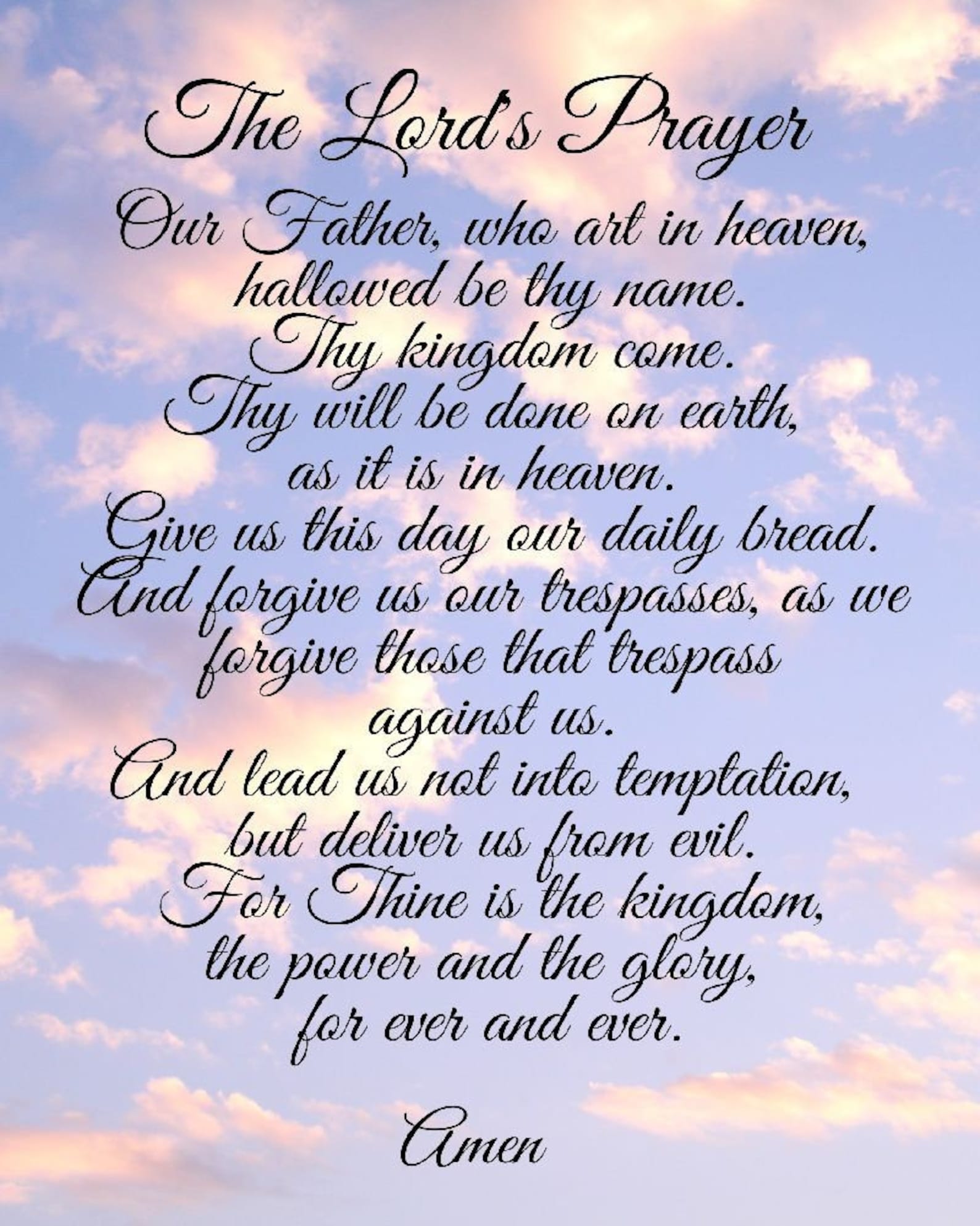 THE LORD'S PRAYER Unframed 8x10 Print Free Shipping - Etsy