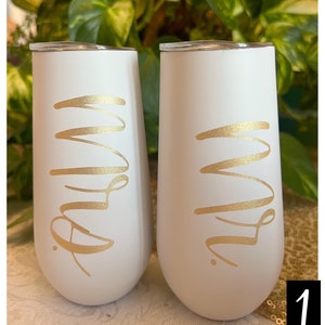 6oz Personalized Champagne Tumbler Set, Wedding Tumblers, Bachelorette Tumblers, Engagement Gifts, Party Favors, Choose Your Quantity