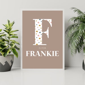 Custom Kids Initial, Animal Print, Kids Decor, Custom Name Sign, Wall Decor, Personalized Kids Print, Nursery Art, Boho Nursery, Monogram