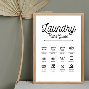 Laundry Room Instant Download Print, Home Decor, Laundry Sign, Laundry Icon Guide, Laundry Print, Home Decor, Laundry Decor