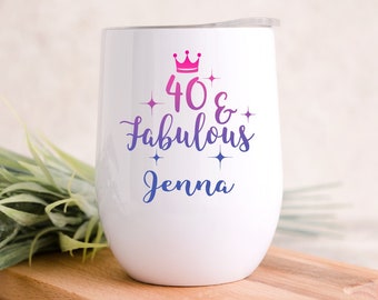 40 & Birthday Personalized Tumbler - Stainless Steel 40th Birthday Gift