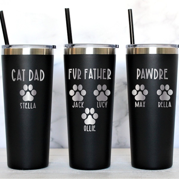 Cat Dad Gift Personalized, Cat Dad Tumbler, Fur Father Cup, Fur Dad Gift, Pawdre Tumbler, Gift for Cat Dad, Gift for Pet Owner, Cat Lover