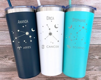 Astrology Tumbler Personalized, Astrology Gifts, Zodiac Signs with Constellations, Libra Gift, Scorpio Gifts, Constellation Gift, Virgo Gift