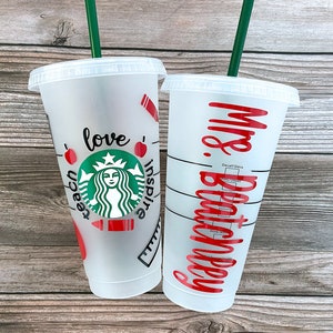 Teacher Starbucks Cup, Teacher Gift, Teacher Tumbler, Teacher Appreciation Gift, Reusable Venti 24 0z Cold Cup, Teach Love Inspire Cup