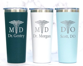Doctor Gift for Men, Personalized Doctor Tumbler, Medical School Graduation Gift, Doctor Appreciation Gift, MD, DO, Doctor of Osteopathic
