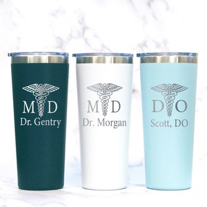Doctor Gift for Men, Personalized Doctor Tumbler, Medical School Graduation Gift, Doctor Appreciation Gift, MD, DO, Doctor of Osteopathic