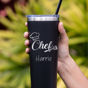 Personalized Chef Tumbler: Laser Engraved Stainless Steel Coffee Mug
