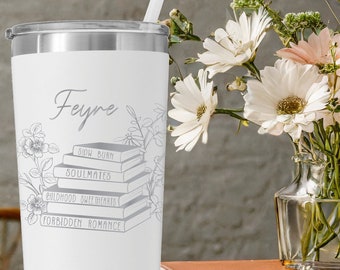 Personalized Book Tumbler: Laser Engraved Stainless Steel Reader Gift