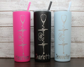 yeti 20 oz nurse stethoscope pink personalized tumbler