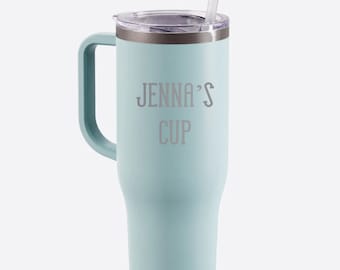 Custom 40oz Tumbler: Laser Engraved, Insulated Mug with Straw
