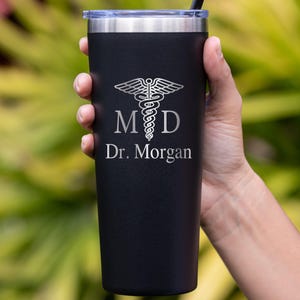 Personalized Doctor Tumbler, Medical School Graduation Gift, Doctor Appreciation Gift, MD, DO, Doctor of Osteopathic, Skinny Tumbler