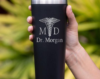 Personalized Doctor Tumbler, Caduceus Medical Gift