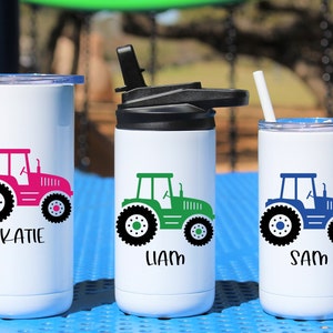 Tractor Water Bottle For Kids, Pink Tractor Water Bottle, Tractor Water Bottle Personalized, Tractor Tumbler, ConstructionTumbler for Boys