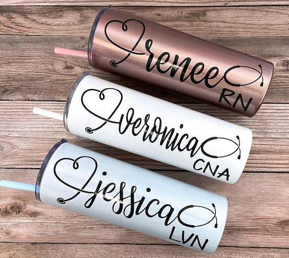 Personalized Nurse Tumbler, Nurse Gift, Skinny Tumbler With Straw