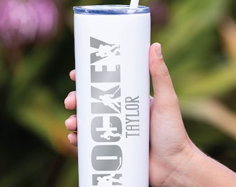 Personalized Hockey Tumbler: Laser Engraved Stainless Steel Gift