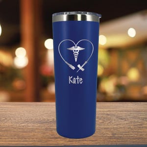 Personalized Phlebotomist Tumbler: Laser Engraved Stainless Steel, Butterfly Needle Design