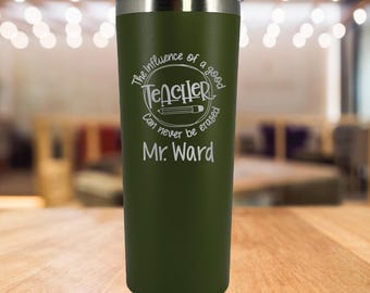 Personalized Teacher or Principal Tumbler, Stainless Steel Cup, Teacher Gift for Any Subject & Grade