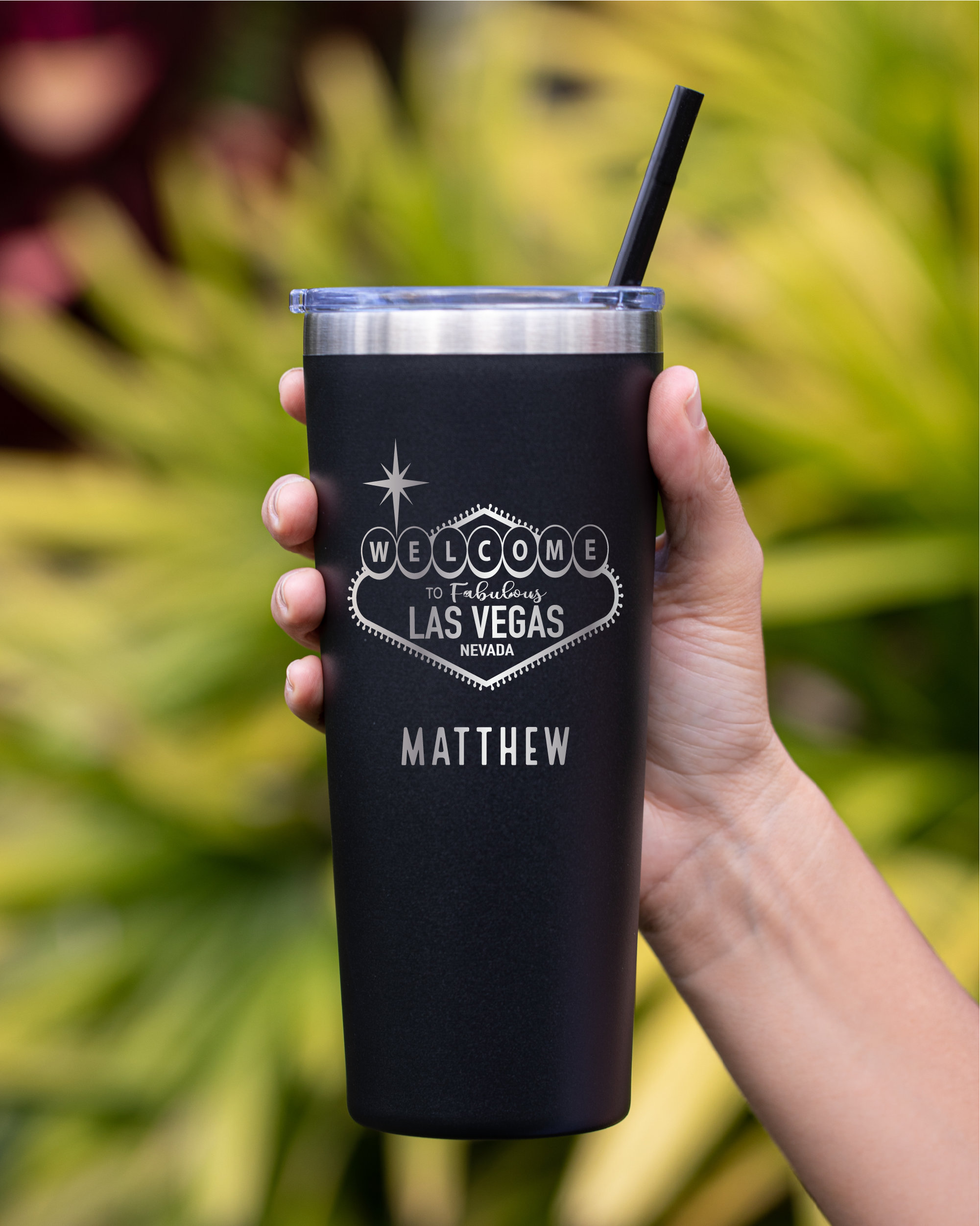 Las Vegas Tumbler with Straw- Starbuk Look- 16oz- las vegas gift shop for  mugs and other great souvenirs