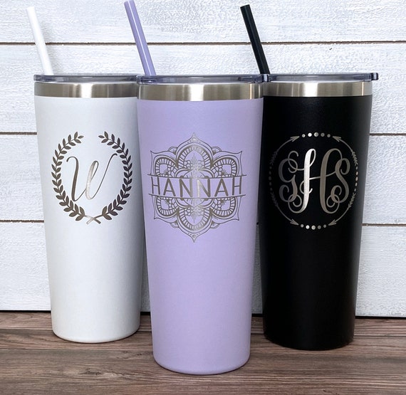 Monogrammed 16 OZ. Acrylic Tumbler with Lid and Straw – Preppy Monogrammed  Gifts