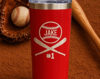 Personalized Baseball Tumbler | Engraved Stainless Steel Cup | Gift for Players, Coaches, and Fans