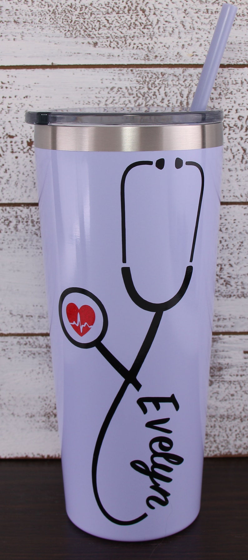 Nurse Personalized Tumbler Tumbler with Straw Stethoscope Etsy