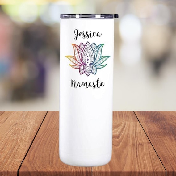 Personalized Yoga Tumbler: Lotus Namaste Gift