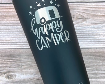 Personalized Camping Tumbler: Engraved Stainless Steel Travel Mug