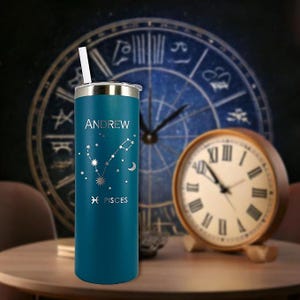 Astrology Tumbler Personalized, Astrology Gifts, Zodiac Signs with Constellations, Libra Gift, Scorpio Gifts, Skinny Tumbler, Virgo Gift