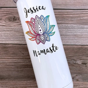 Yoga Gifts Personalized, Yoga Tumbler for Yogi, Yoga Teacher Cup, Yoga Gift for Women, Gift for Yoga Instructor, Namaste Gift, Lotus image 2