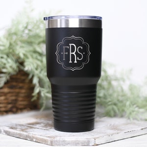 Laser Engraved Monogram Tumbler: Personalized Stainless Steel 30oz